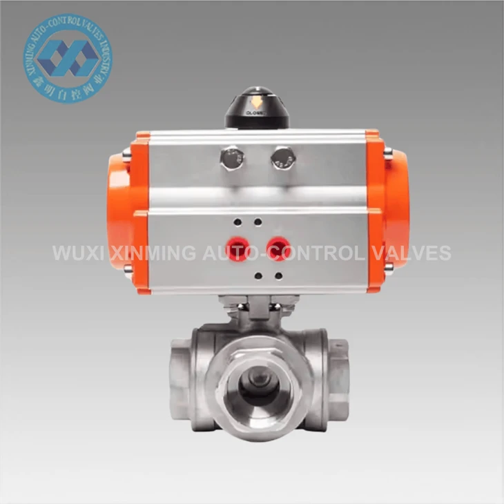 3-Way Ball Valve With 180° Pneumatic Actuator