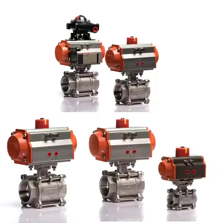 Pneumatikus működtető belső szál rozsdamentes acél 316 3 PCS pneumatikus kétirányú gömbszelep