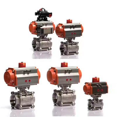 Pneumatikus működtető belső szál rozsdamentes acél 316 3 PCS pneumatikus kétirányú gömbszelep